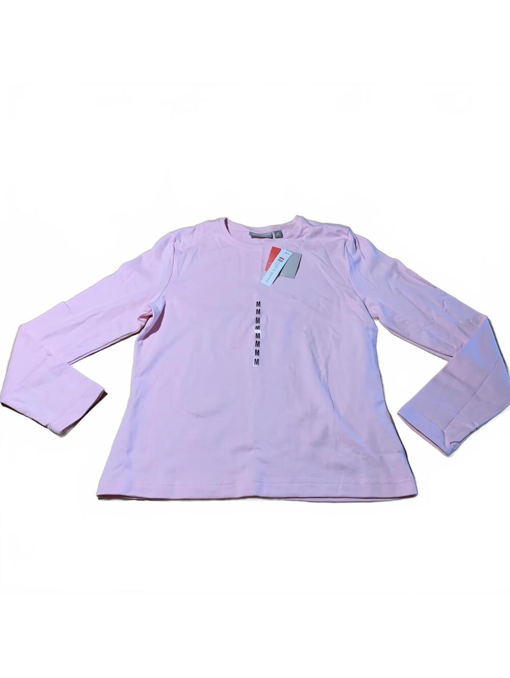 Croft & Barrow T-Shirt Womens Size M Light Pink Crew Neck Long Sleeve NEW